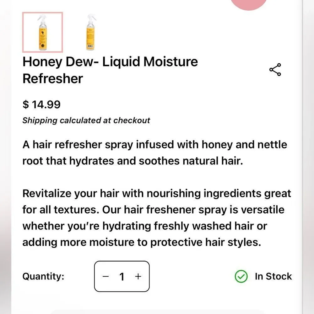 Camille Rose Honey Dew Hair Refresher